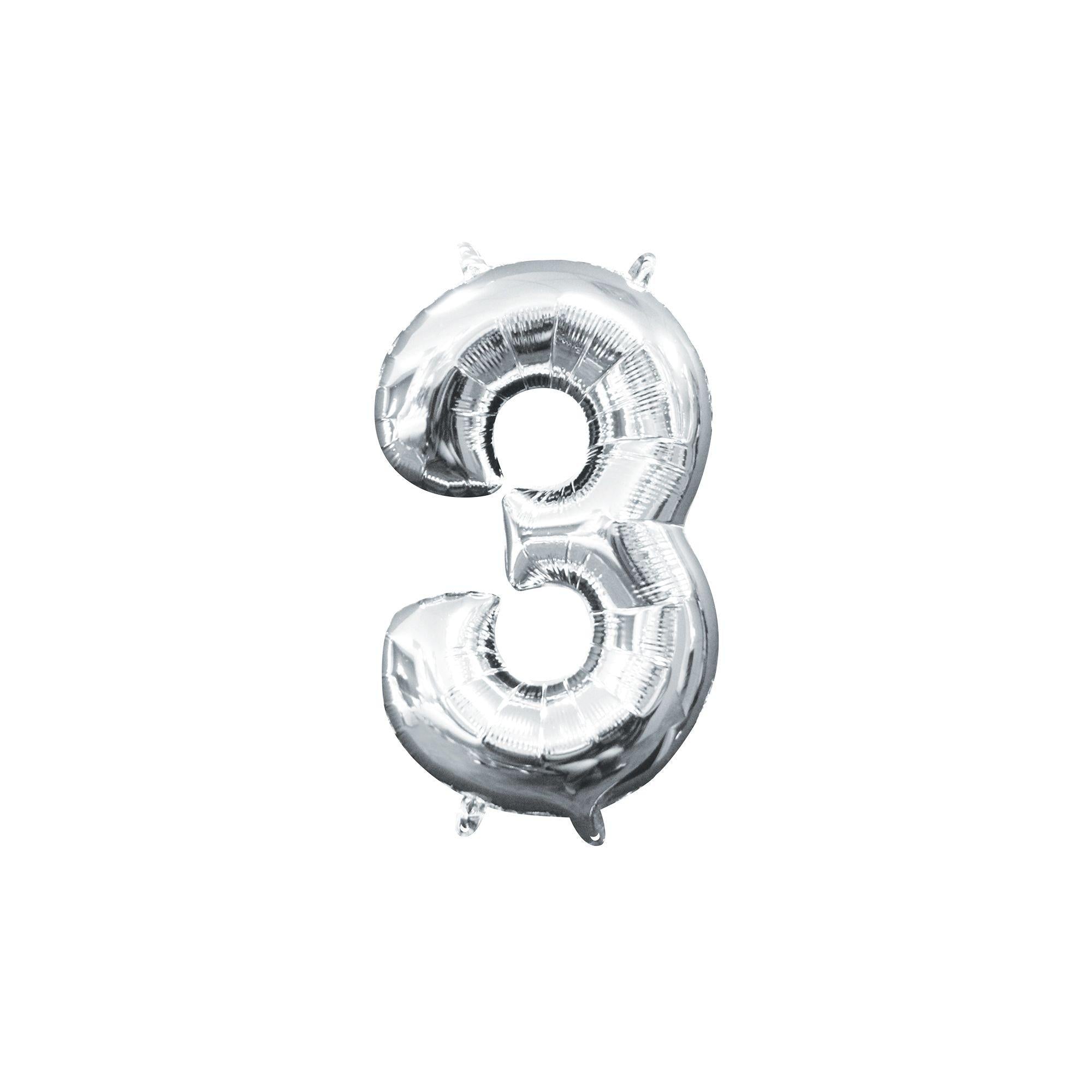 13in Air-Filled Silver Number (0-9) Balloons