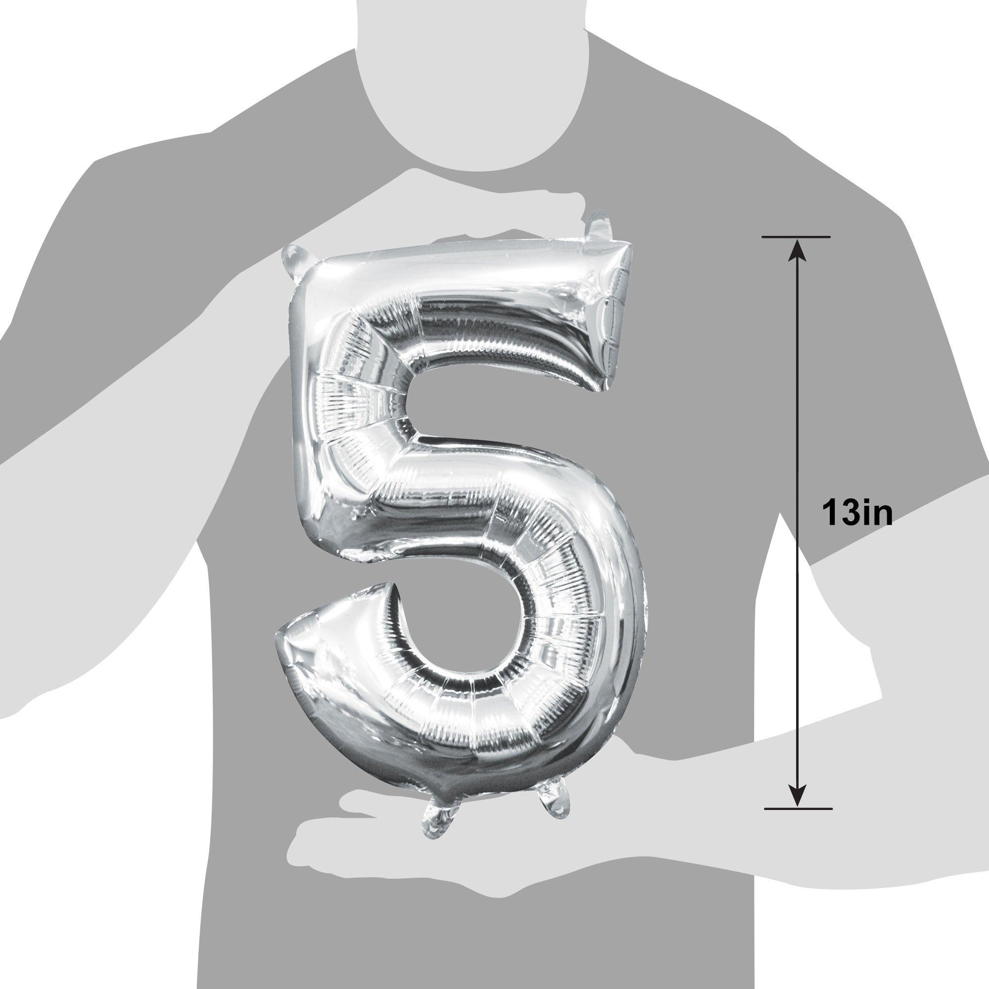 13in Air-Filled Silver Number (0-9) Balloons