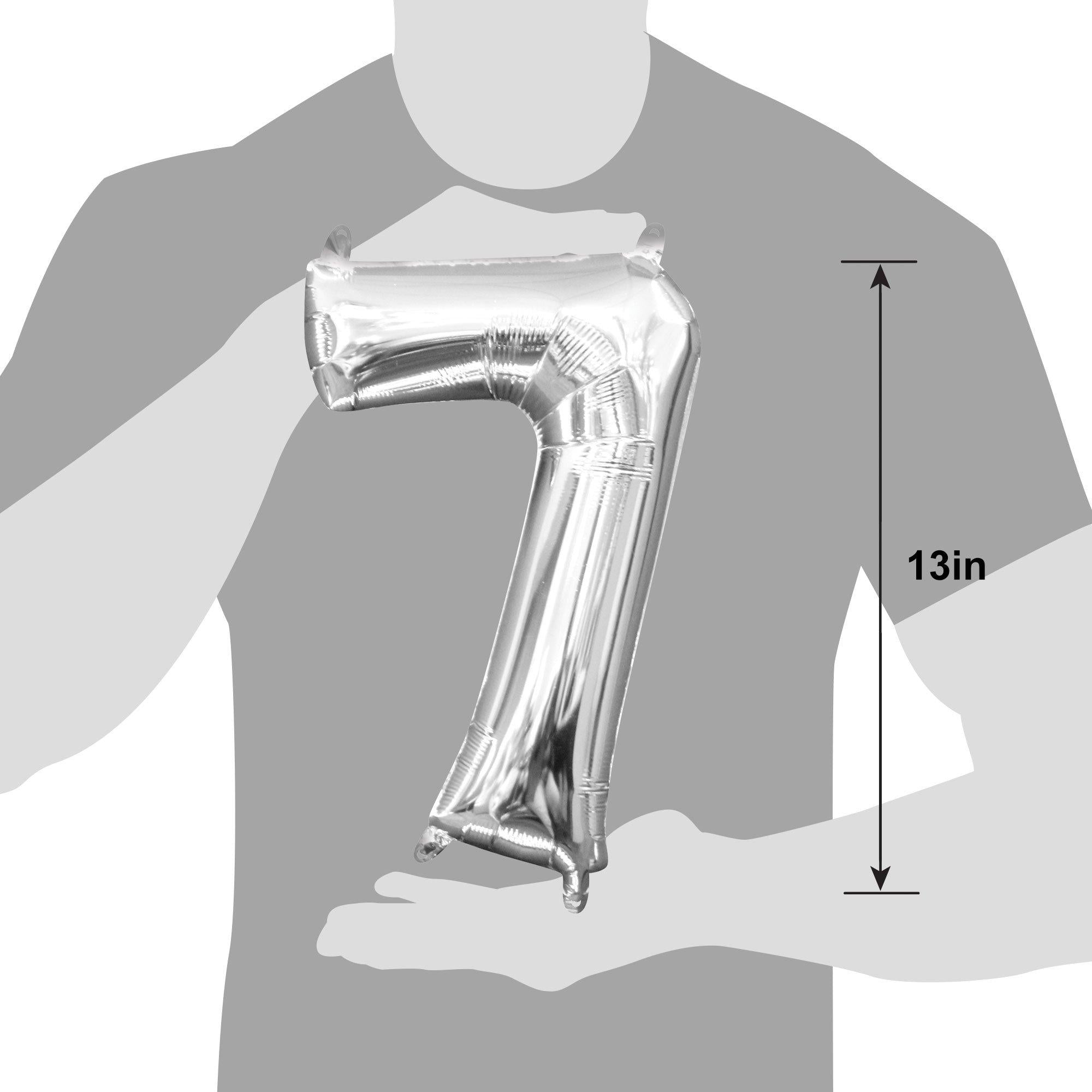 13in Air-Filled Silver Number (0-9) Balloons