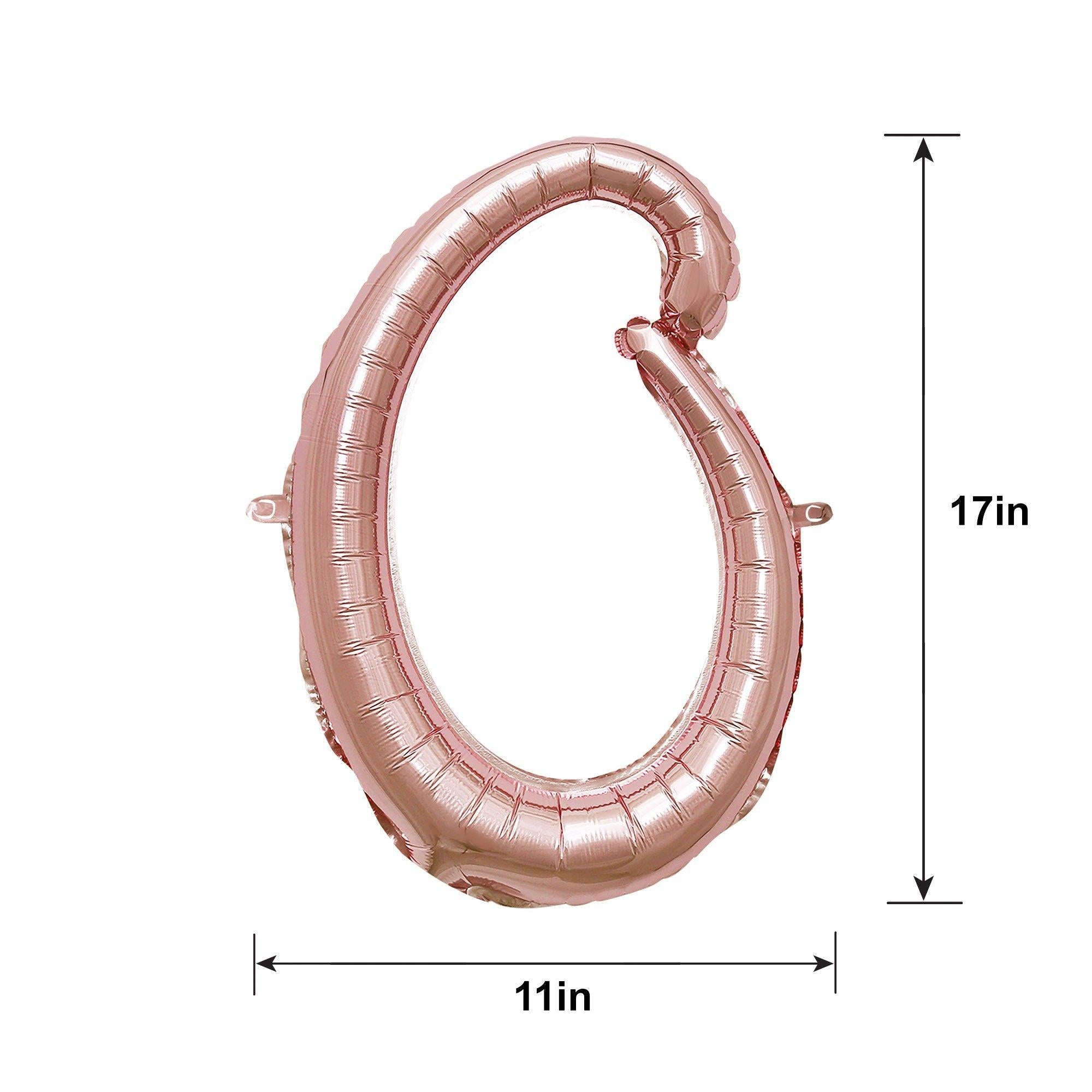 Air-Filled Rose Gold Cursive Number (0-9) Foil Balloon, 10in x 18in