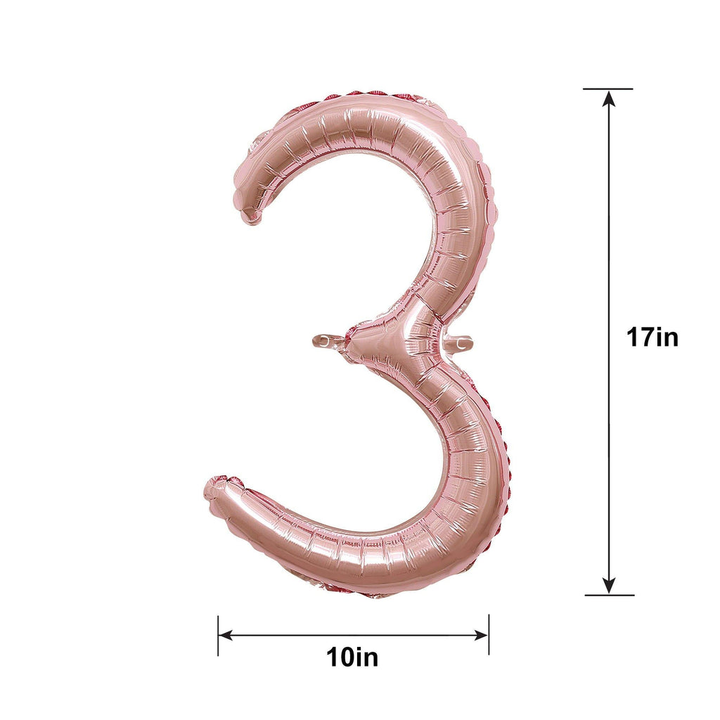 Air-Filled Rose Gold Cursive Number (0-9) Foil Balloon, 10in x 18in