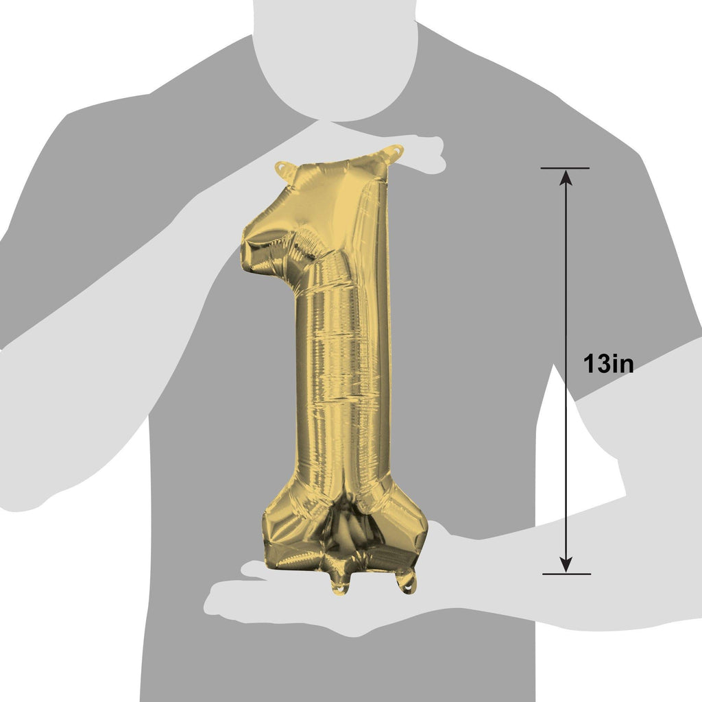 13in Air-Filled White Gold Number (0-9) Balloon