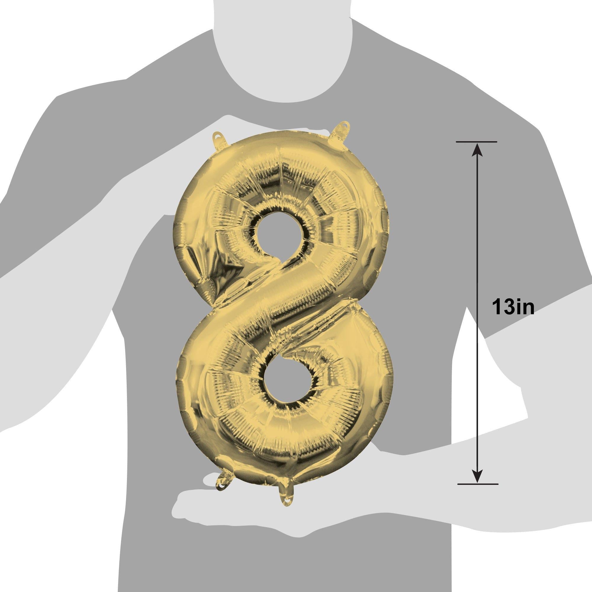 13in Air-Filled White Gold Number (0-9) Balloon